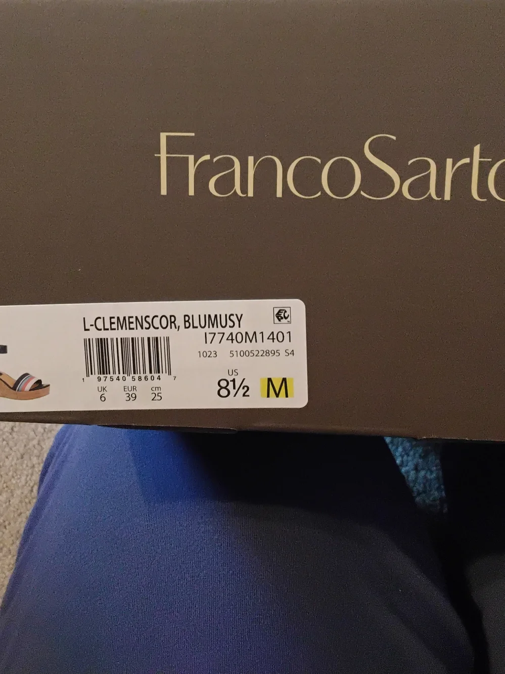 Franco Sarto Clemons Navy Espadrille Wedge Sandals with Multicolor Stripes, 8.5